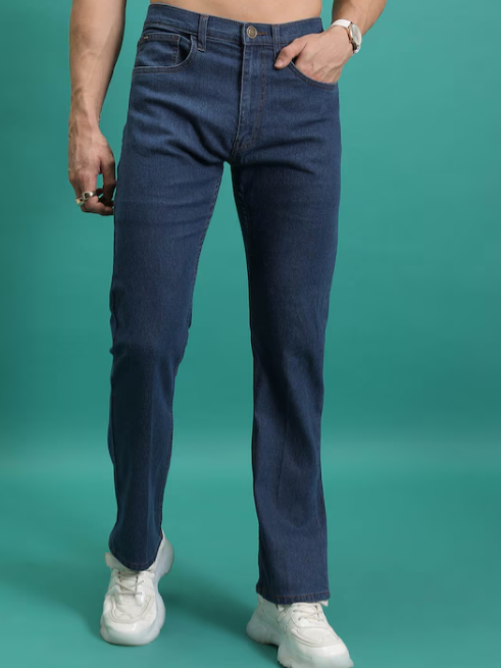Men Bootcut Mid-Rise Clean Look Stretchable Jeans