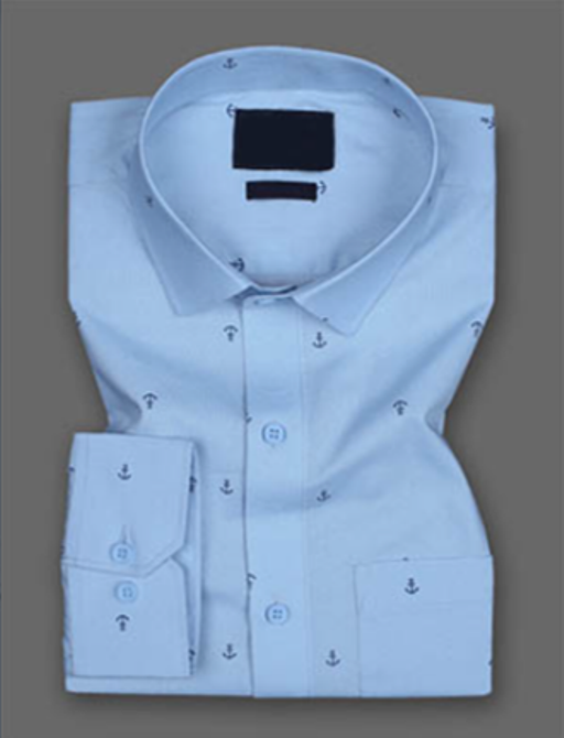 Sky Blue Anchor Pattern Premium Cotton Shirt