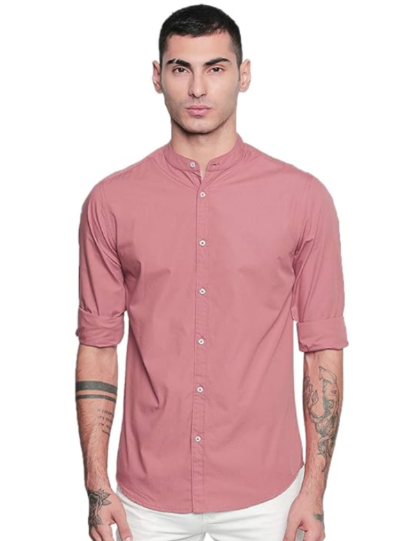 Men’s Mandarin Collar Casual Shirt