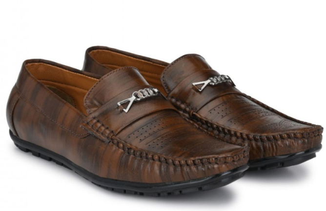 Men Brown Color Leatherette Material Casual Loafers
